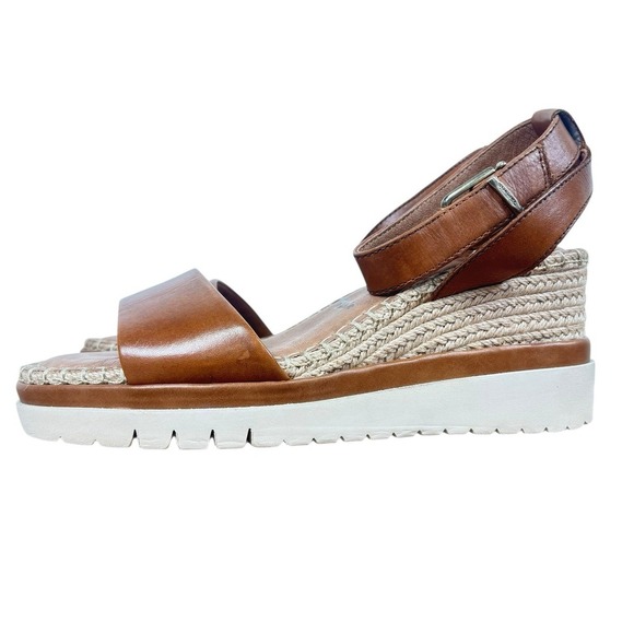 Tamaris Ladies Leather Cognac Brown Wedge Sandals Espadrille Capsule Size 8 / 39 - Picture 5 of 8